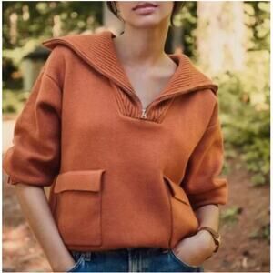 NWT Anthropologie x English Factory Half-Zip Pullover Sweater Sz M